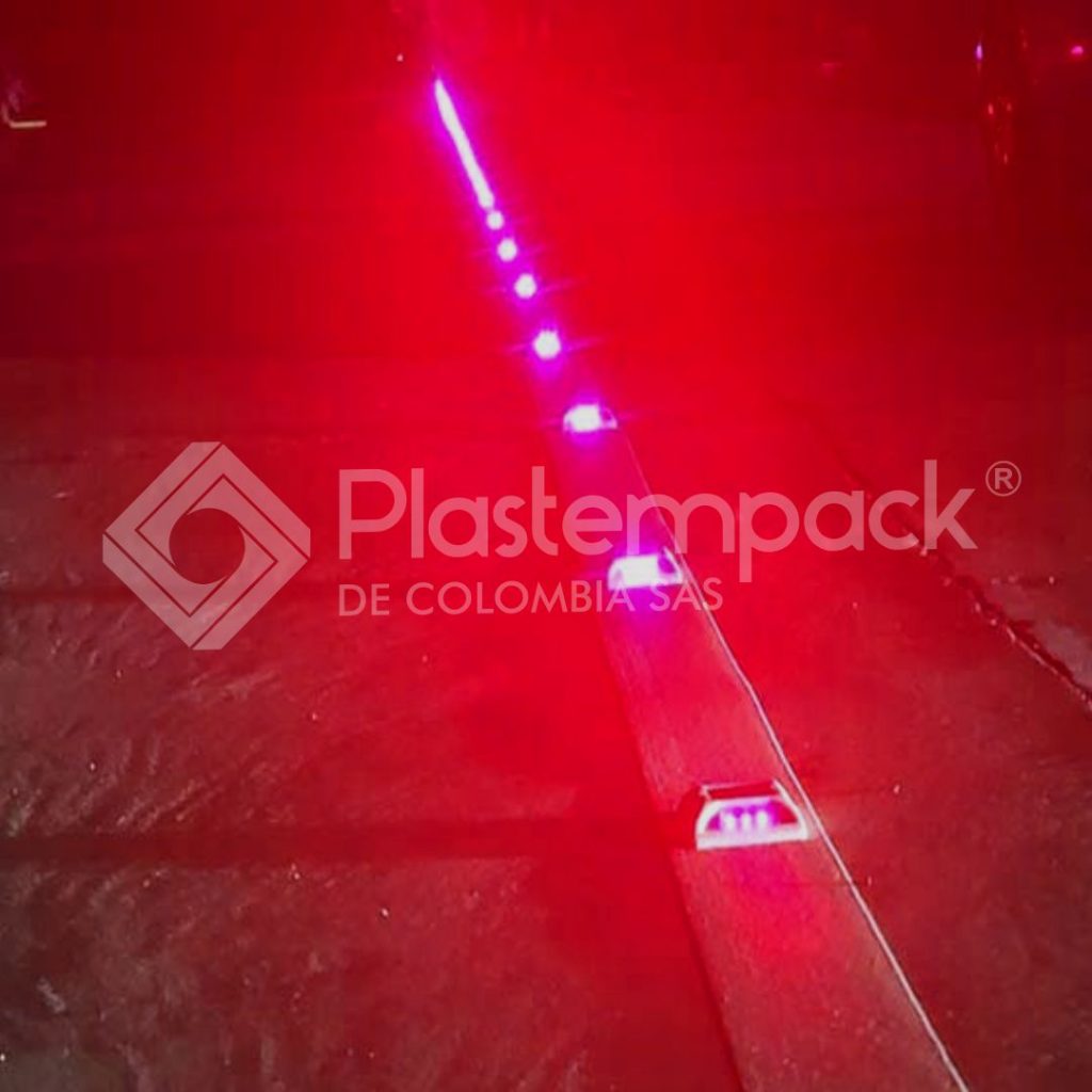 Tacha Solar Roja En Aluminio Con 6 Leds
